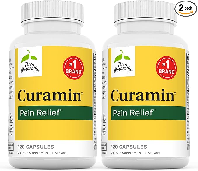 Terry Naturally Curamin - Curcumin Supplement for Circulation &amp Endorphin Support - Support for Occasional Discomfort - Aids Healthy Muscles - 120 Capsules (Pack of 2)