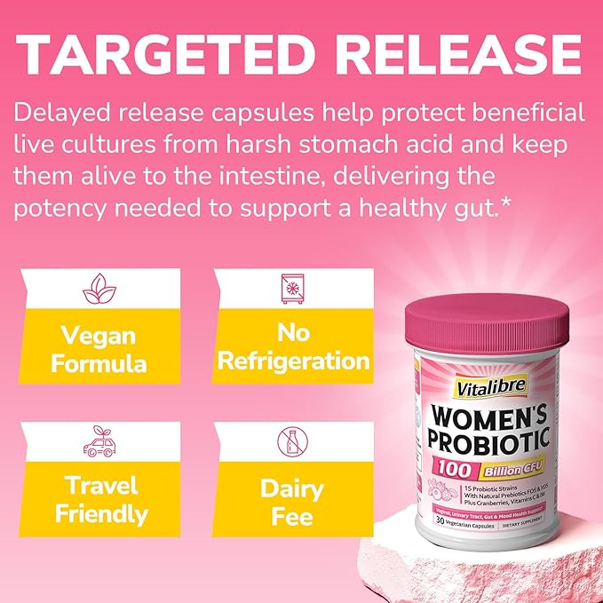 Probiotics for Women 100 Billion CFU 30 Vegan Capsules &amp Vitamin B12 Sublingual 5000 mcg 90 Fast Dissolve Mini Tablets