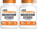 BulkSupplements.com Magnesium Citrate Capsules - Magnesium Supplement Magnesium Citrate 400mg - Gluten Free 4 Capsules per Serving 360 Count (Pack of 2)