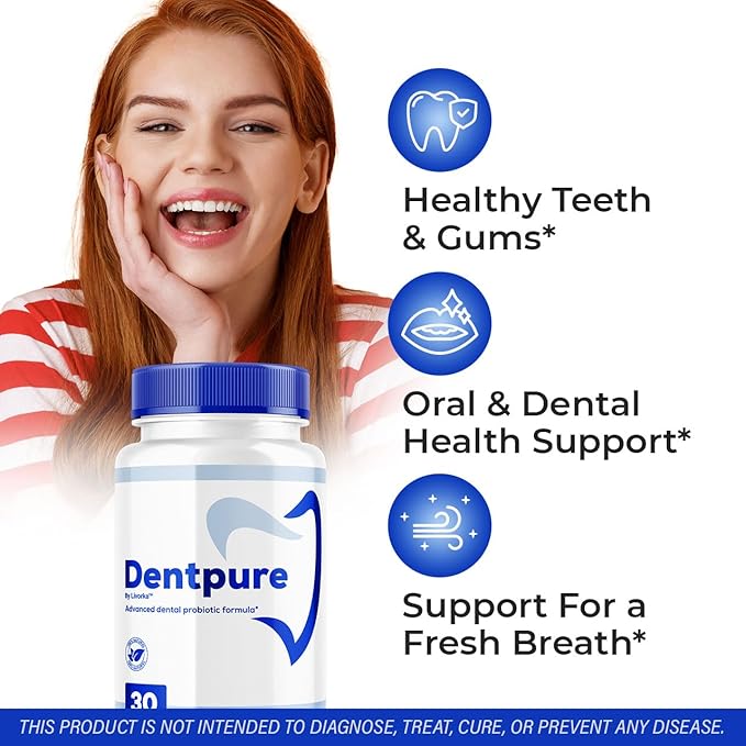(2 Pack) Dentpure Probiotics - Official Dentpure Capsules Advanced Natural Formula Probiotic for Healthy Teeth and Gums Dent Pure All Natural Dental Supplement Oral Probiotics 60 Capsules - 2 Months