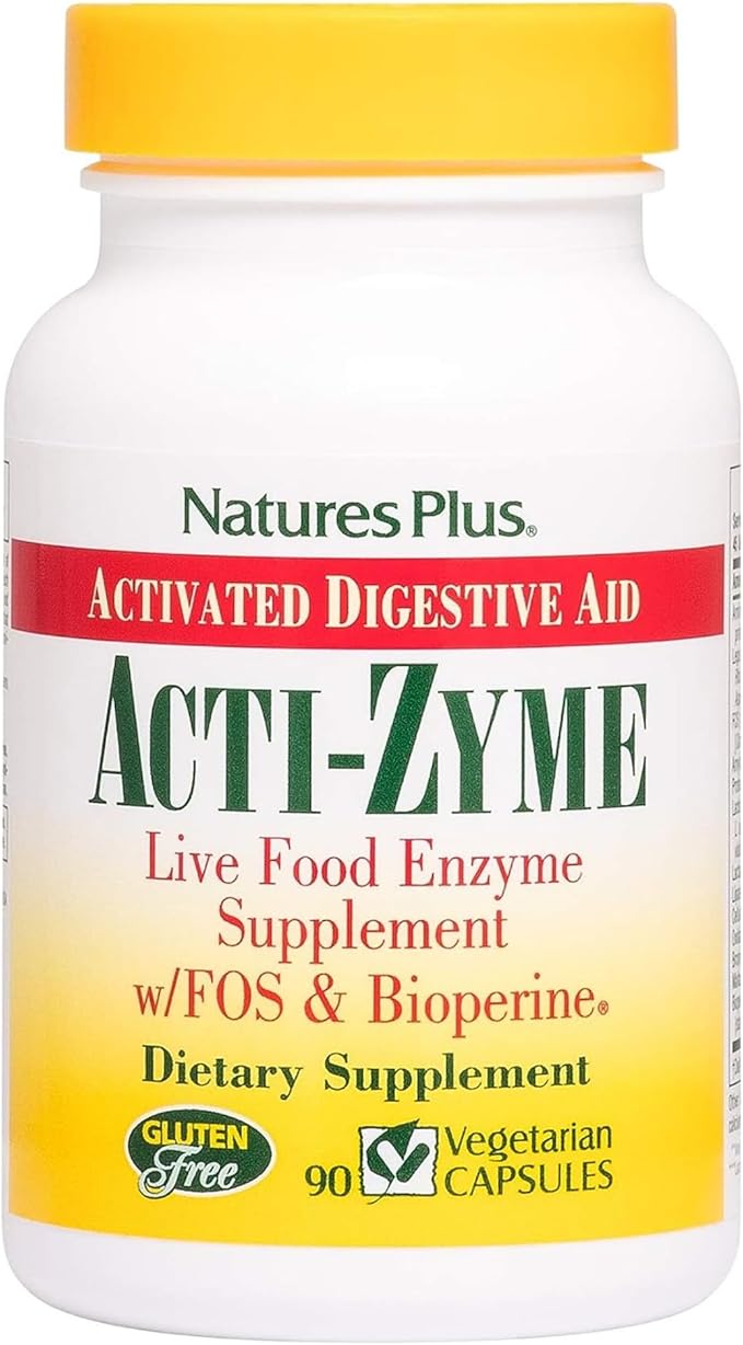NaturesPlus Acti-Zyme - 90 Capsules - Digestive Enzyme Support Supplement with Probiotics - Promotes Gut Health &amp Digestion - Gluten Free Vegetarian - 45 Servings