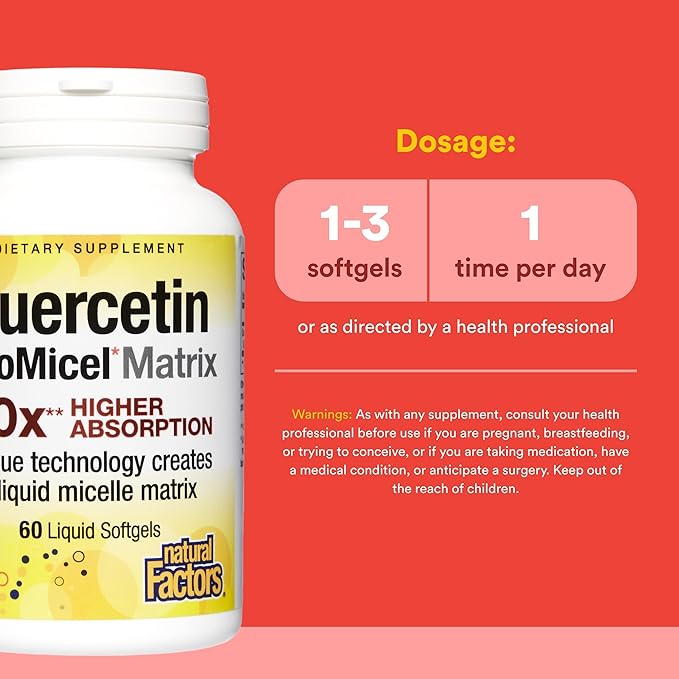 Natural Factors Quercetin LipoMicel Matrix for Superior AbsorptionGel 60 Count