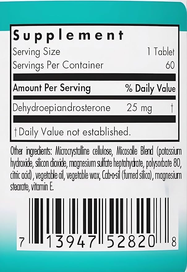 Allergy Research Group NutriCology DHEA 25mg Supplement - Micronized Lipid Matrix Hormone Support Support for Women &amp Men Hypoallergenic Soy-Free Scored Tablets - 60 Count