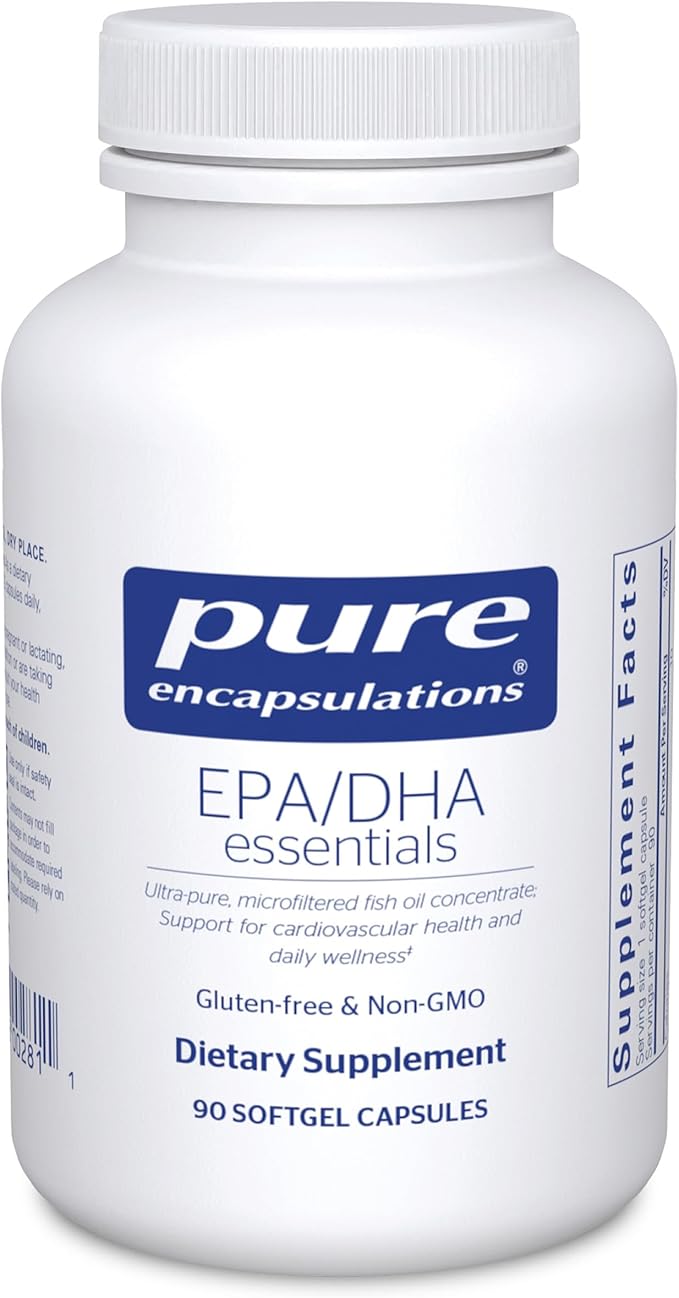 Pure Encapsulations EPA/DHA Essentials - Fish Oil Concentrate Supplement to Support Cardiovascular Health - Premium EPA &amp DHA Supplement with Omega 3-90 Softgel Capsules