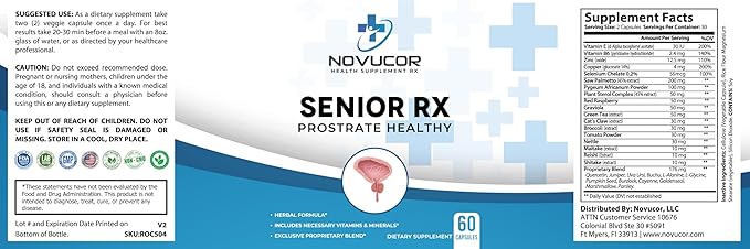 Prostate Health Formula 60 Veggie Capsules Natural Wellness Support Senior Rx Series