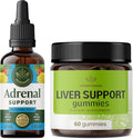 HERBAMAMA Adrenal Support and Liver Support Complex Kit - Bundle of Liquid Adrenal Support Complex 2 fl oz &amp Herbal Liver Support Gummies - Vegan Non-GMO Gelatin &amp Alcohol-Free - 2 Pack