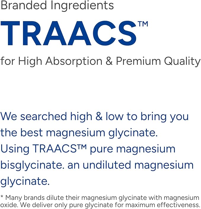 Magnesium Glycinate Small Capsules – Easy-to-Swallow Small Pills | TRAACS® Chelated Magnesium Bisglycinate | High Absorption for Sleep Muscle &amp Heart Support – 90 Mini Caps