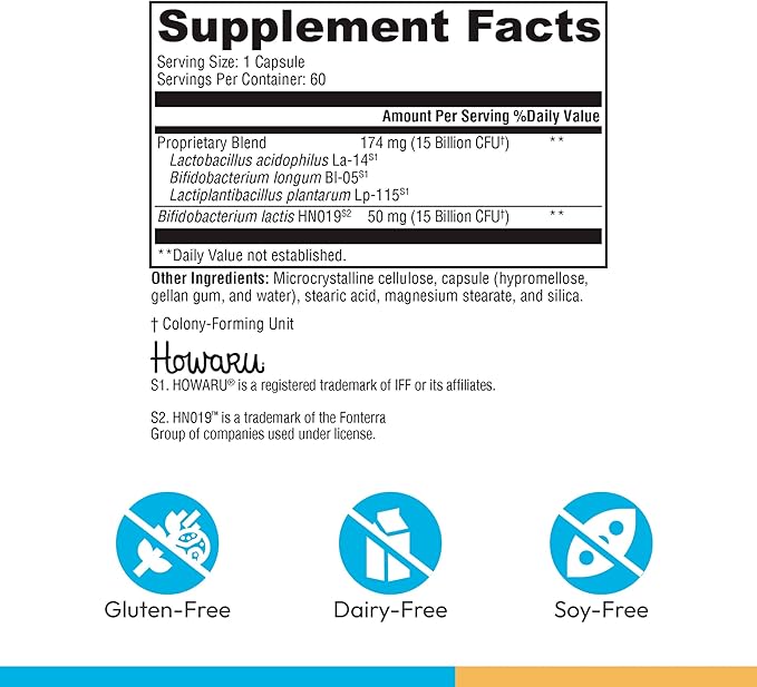 XYMOGEN ProbioMax Daily 30B - Probiotics for Digestive Health Support - Lactobacillus Acidophilus &amp Bifidobacterium Lactis HN019 - Vegetarian Gluten-Free &amp Non-GMO - 60 Capsules