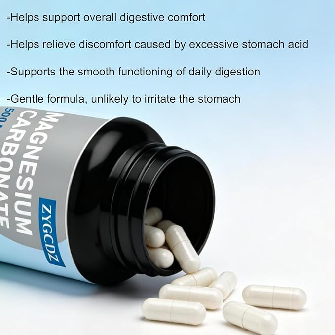 Magnesium Carbonate 500mg 90 Capsules | High Absorption Magnesium Supplement for Muscle Nerve &amp Digestive Support | Promotes Metabolism &amp Overall Health | Vegan Non-GMO Gluten Free (01)