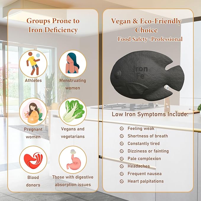 Iron Fish 2 Pack lron Fish Cooking Tool Boosts Iron in Food &amp Water Ideal for Anemia Athletes &amp Vegans (Fish + Turtle)