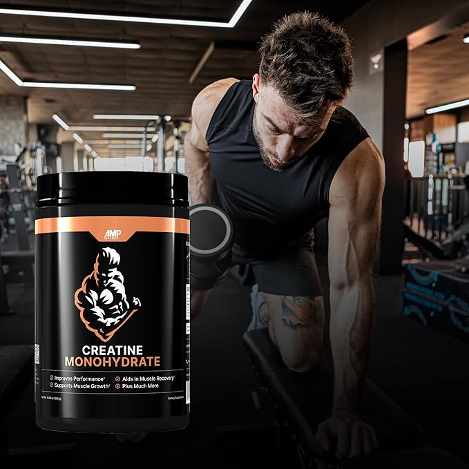 AMP Science® Creatine Monohydrate 60 Servings – Pure Unflavored Creatine Powder for Strength Muscle Growth Power Recovery &amp High-Intensity Training