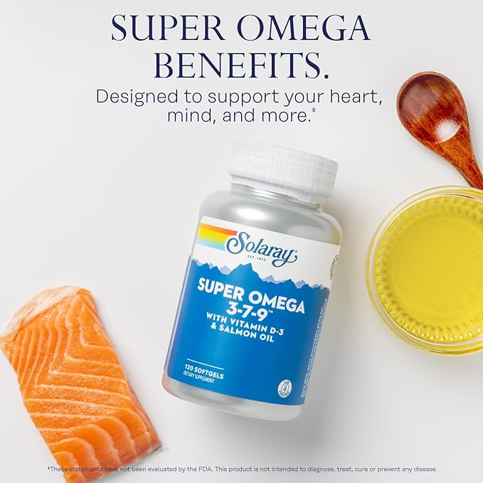 SOLARAY Super Omega 3 7 9 Supports Healthy Skin More EPA DHA Essential Fatty Acids from Fish Oil Mini Softgel 120ct