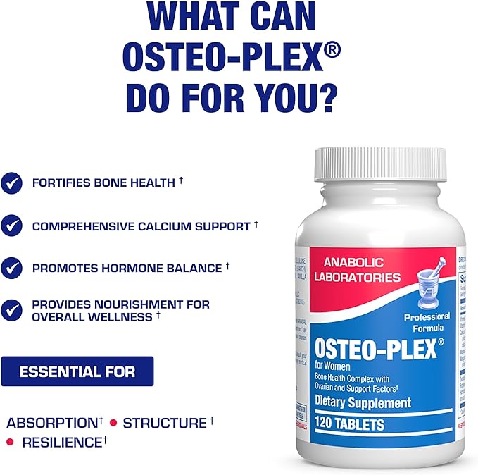 Osteo-Plex Bone Health Supplement for Women - Clinical Formula Bone Strength Supplement with Magnesium Calcium Vitamin D3 &amp Trace Minerals Complex - Easy to Swallow Gentle Tablets (120 Count)