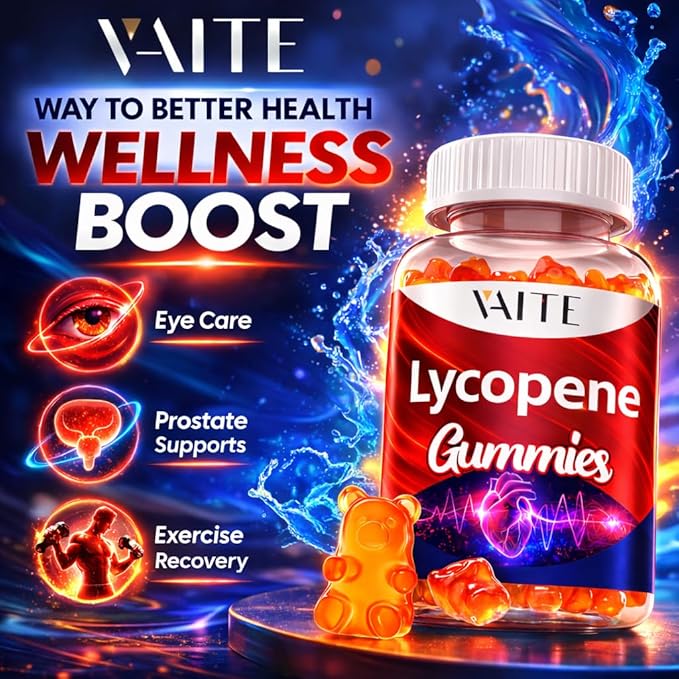 VAITE Lycopene Supplements for Men &amp Women 75mg Gummies - Antioxidant | General Wellness | Supports Skin &amp Vision | Daily Vitality | Plant-Based Sugar-Free 60 Vegan Gummy Chews Non-GMO Che