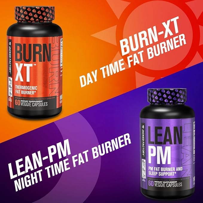 Jacked Factory Lean PM Night Time Fat Burner Sleep Aid Supplement &amp Appetite Suppressant for Men and Women - 180 Stimulant-Free Veggie Weight Loss Diet Pills