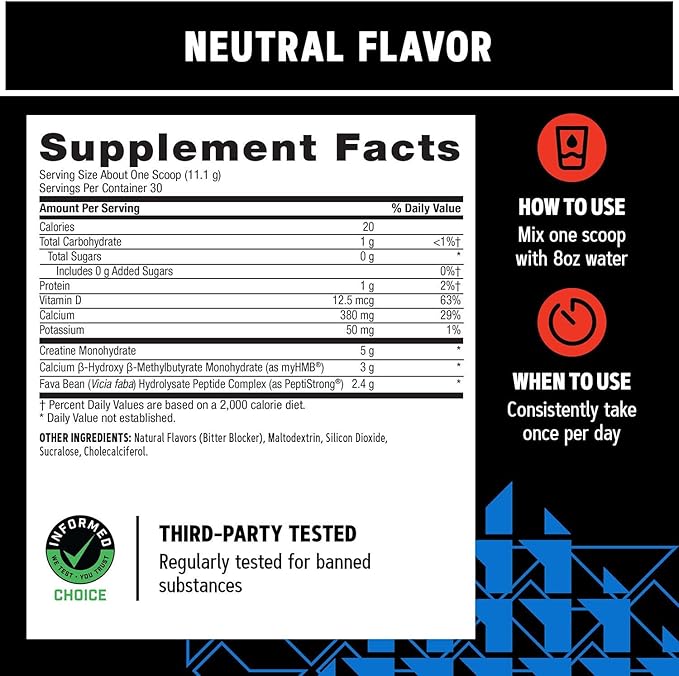 GNC AMP Creabolic - Creatine Monohydrate Powder - High-Potency 5g Creatine with HMB &amp PeptiStrong - Triple Action Muscle Formula - No Added Sugars - Unflavored - 30 Servings