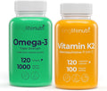 LongLifeNutri Omega-3 Fish Oil 1000 mg &amp Vitamin K2 MK-7 100 mcg Bundle – 120 Softgels + 120 Veg Capsules 4 Month Supply High EPA/DHA Omegas &amp Bone Support Non-GMO GMP Certified Made in U