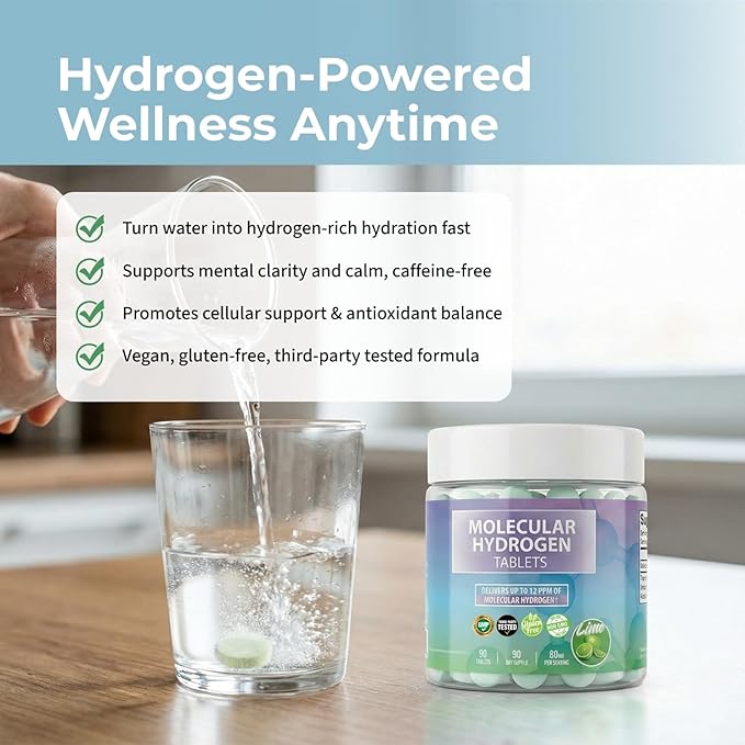 BODY C.E.O. Hydrogen Water Tablets with Magnesium | Molecular Hydrogen Tablets for Drinking Water | Supports Energy Focus &amp Antioxidant Balance | Vegan &amp Gluten Free Supplement| 90 Count (Lime