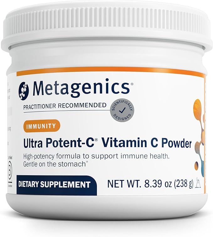 Metagenics Ultra Potent‑C Vitamin C Powder - Immune Support Supplements* - Gentle on Stomach - with Bioflavonoids L‑Glutathione &amp L‑Lysine - Non‑GMO Gluten‑Free - 8.39 oz