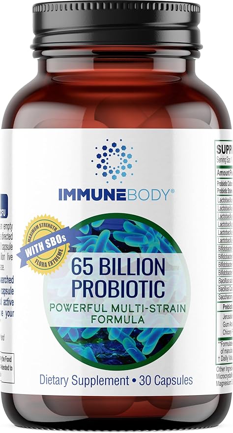 Ultimate Digestive Health Probiotic - 65 Billion CFU 13 Probiotic Strains SBOs Prebiotic | Immune Support | Men &amp Women | Digestive Health Probiotics | Gut Health - 30 Capsules