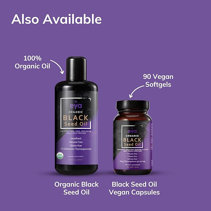 Organic Egyptian Black Cumin Seed Oil (90 Soft Gel Capsules) Cold-Pressed Unrefined Heavy Metal Tested for Purity &amp Quality Support Healthy Gut Bacteria &amp Immune System Vegan