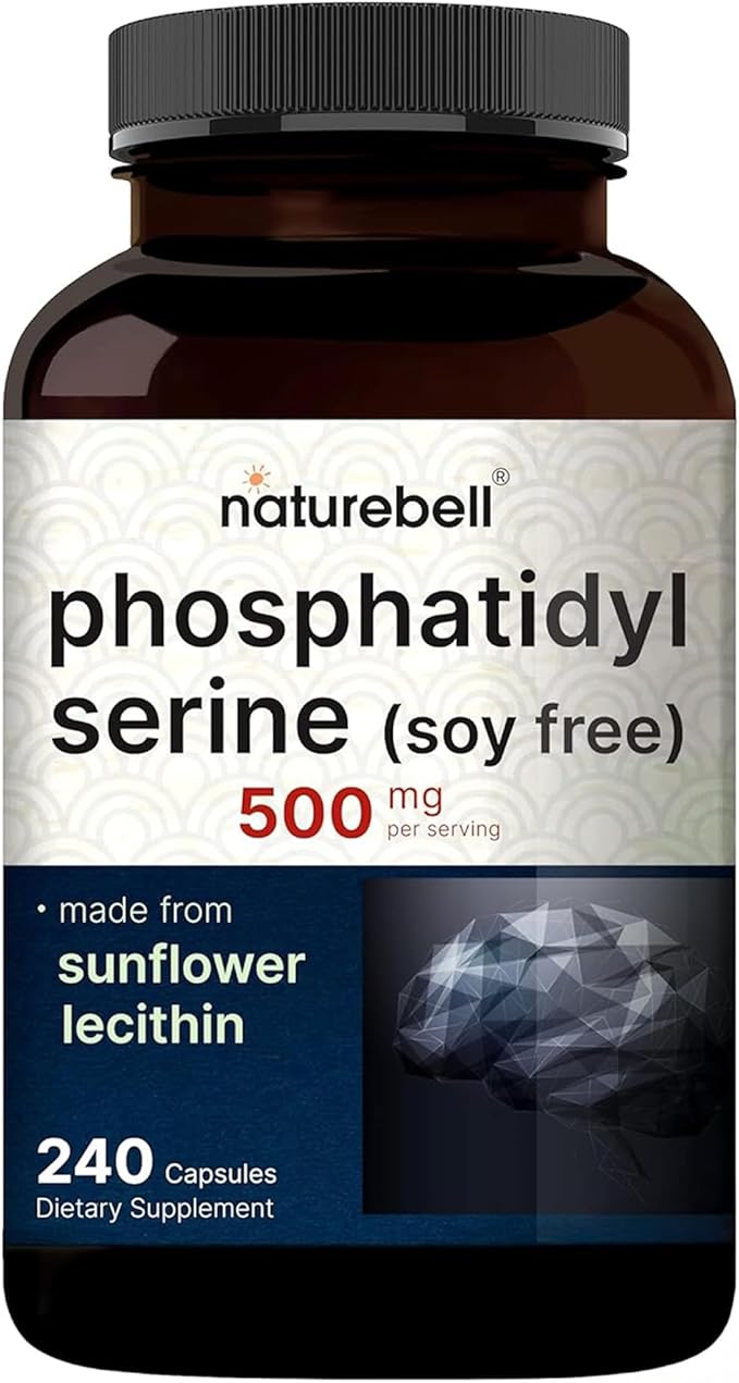 NatureBell Phosphatidylserine 500mg - 240 Capsules - Brain Health Support for Men &amp Women* - Bioavailable Sunflower Lecithin - Easy-to-Swallow Supplement - Gluten-Free