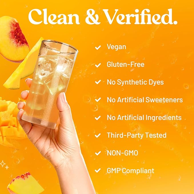 Third Nature Calming Drink Powder Jar with Magnesium Glycinate GABA L-Theanine &amp Reishi Mushroom - Adaptogenic Sugar Free Blend - Third Party Tested Non-GMO - Peach Mango Flavor - 60 Servings