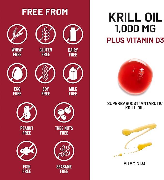 NatureWise Krill Oil 1000 mg + Vitamin D3 6000 IU - SUPERBAboost Concentrated Antarctic Krill Oil - Omega-3 EPA &amp DHA Phospholipids &amp Astaxanthin - Non-GMO - 60 Softgels[30 Day Supply]
