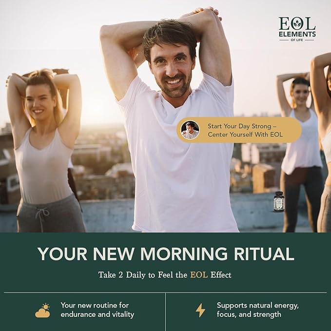 Elements of Life Men’s Multivitamin - High Performance Daily Multi: Methylated Folate &amp B12 - Ashwagandha &amp Rhodiola for Stress &amp Energy - CoQ10 Resveratrol &amp Zinc: Heart &amp Immune