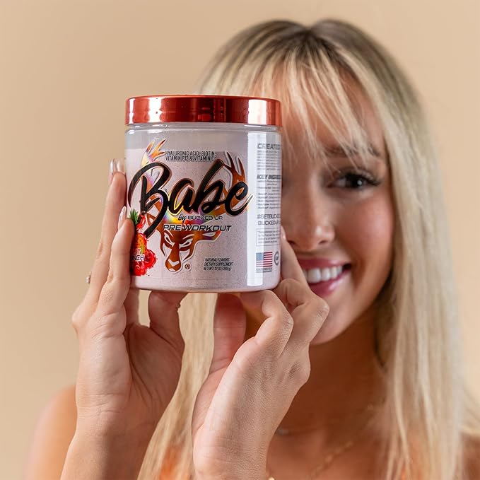 Bucked Up Babe Pre Workout Powder for Women | Fruit Punch | 6g Citrulline 2g Beta-Alanine 100mg Hyaluronic Acid 5mg Biotin and 5 Other Registered trademarked Ingredients | 30 Servings | 13 OZ
