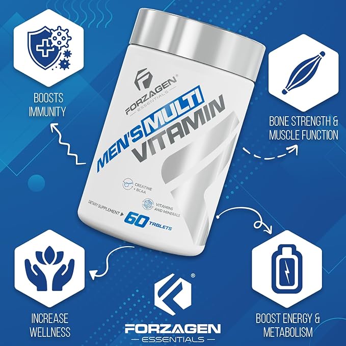 Forzagen Essentials Men's Multivitamin with Creatine and BCAA Complete Vitamin and Mineral Complex 60 Tablets