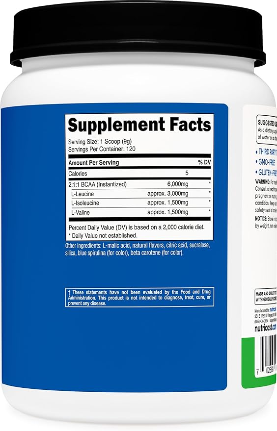 Nutricost BCAA Powder 2:1:1 120 Servings (Green Apple)