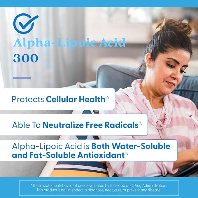 Doctor's Best Alpha Lipoic Acid Supplement 300mg - Alpha-Lipoic Acid Caps for Men &amp Women ALA Antioxidant Support for Nerve Health Aids in Cellular Function Non GMO Gluten Free - 180 Veg Capsu