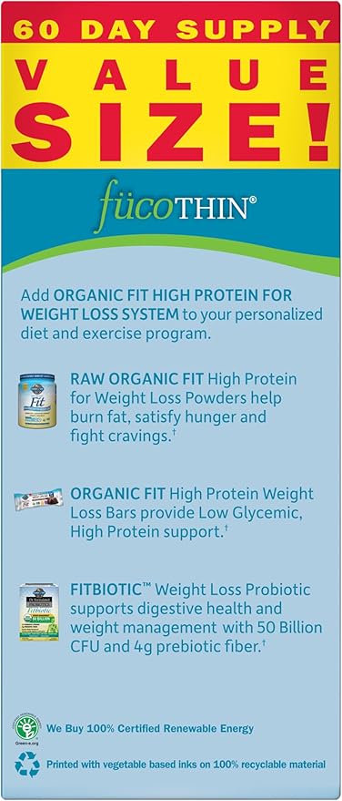 Garden of Life Fucoxanthin Supplements - FucoThin Diet Pill for Weight Loss 180 Count