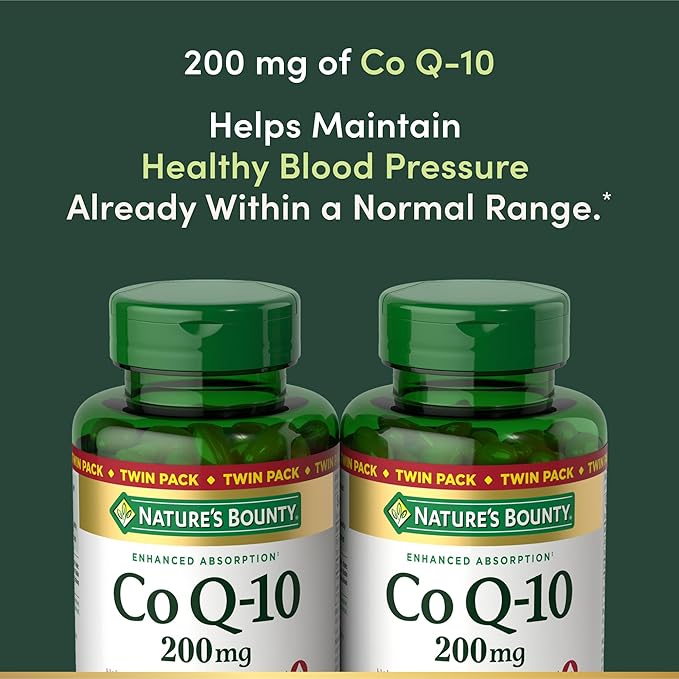 Nature's Bounty CoQ10 200 mg Softgels Heart Health &amp Cellular Energy Support 160 Rapid Release Softgels (Pack of 4)