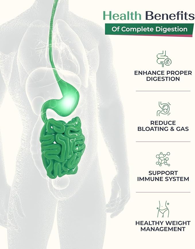 Vegan Digestive Enzymes Capsules for Digestive Health - Support Gut Health for Women and Men Super Enzymes Support Immunity and Alleviate Inflammation - Non-GMO 60 Capsules