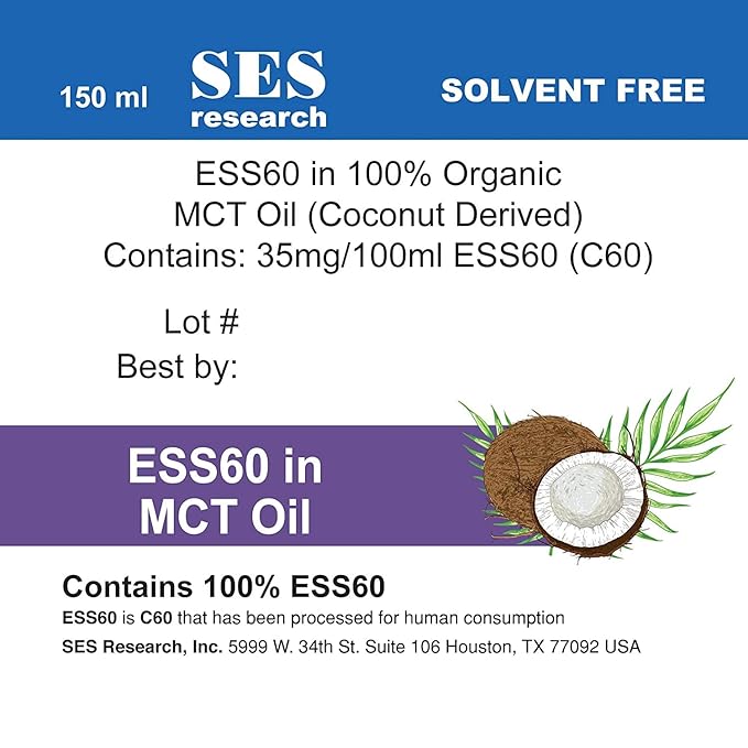 SES Research Combo of C60 - Super Antioxidant Olive Oil and 100% Organic Coconut Derived MCT Oil - 150ml