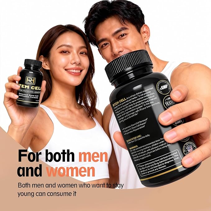Stem Cell Activation Formula 60 Capsules with Vitamin D and B12 Youth and Longevity Support Maintain Youth and Longevity Patented StemCell Activation Fomula (3bottle (180 softgels))