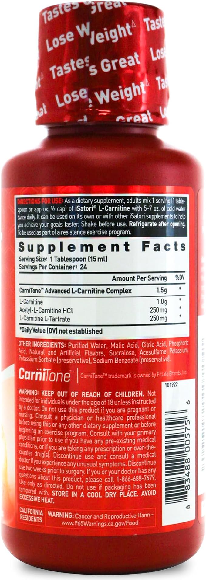 iSatori L-Carnitine 1500 Liquid L-Carnitine with Acetyl L-Carnitine Mixed Berry Flavor (24 Servings) &amp Malibu Beach Flavor (24 Servings)
