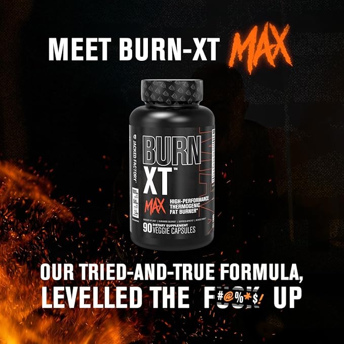 Jacked Factory Fat Burning Stack - Burn XT Max High Performance Fat Burner (90 Capsules) - Lean XT Stimulant-Free Weight Loss Amplifier and Appetite Suppression (60 Capsules)