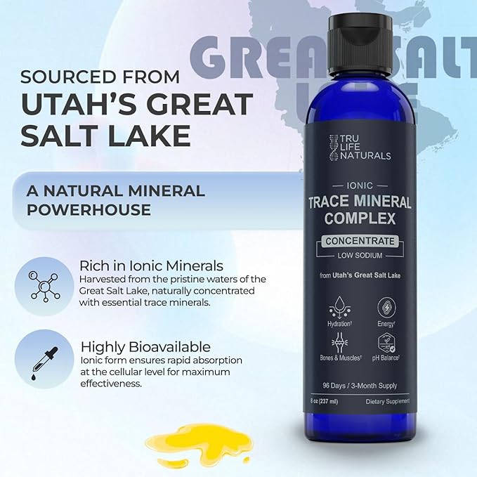 Trace Mineral Complex – 8 oz (96 Servings) – 72+ Ionic Minerals Concentrate/Magnesium Chloride Boron Potassium/Supports Hydration &amp Electrolyte Balance