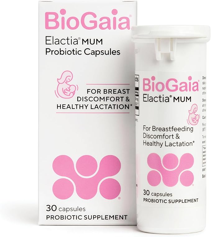 BioGaia Elactia Breastfeeding Probiotic | Lactation Supplements | Newborn Essentials and Probiotics for Both Mom &amp Baby | Daily Supplement for Healthy Lactation | 30 Count | Breastfeed Happy