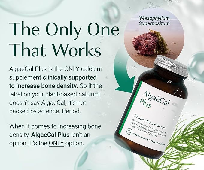 ALGAECAL Organic Red Algae Calcium Supplement for Bone Density &amp Strength Vitamin K2 MK7 (100mg) Vitamin D3 (1600 IU) Magnesium (350mg) &amp Trace Minerals Easy to Swallow 120 Veggie Caps 3