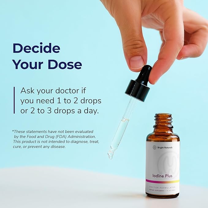 Iodine Plus - Kelp-Based Liquid Supplement Supports Thyroid - Boosts Energy Improves Sleep and Enhances Mental Clarity 180 0.04% Iodine Servings