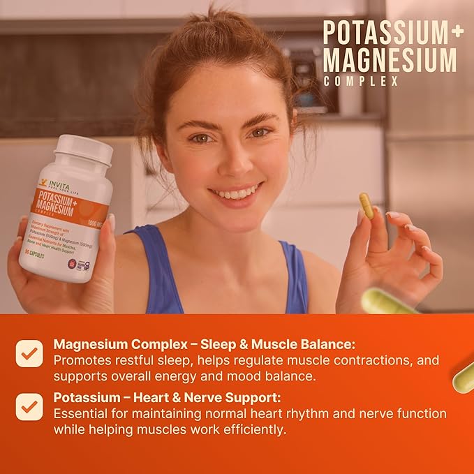 Potassium Magnesium Complex 1000 mg High Absorption Magnesium &amp Potassium Supplement for Leg &amp Muscle Recovery 5 Form of Mag for Sleep &amp Vascular Support