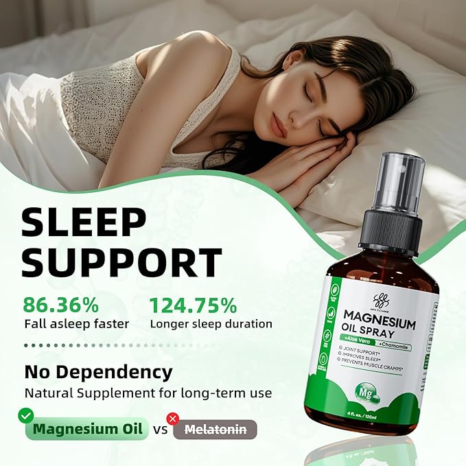 iMATCHME 2 Pack Magnesium Oil Spray for Feet &amp Body – Topical Magnesium Spray for Sleep Leg Cramps &amp Muscle Relaxation Fast Absorbing Non-Greasy with Aloe Vera &amp Chamomile 4oz