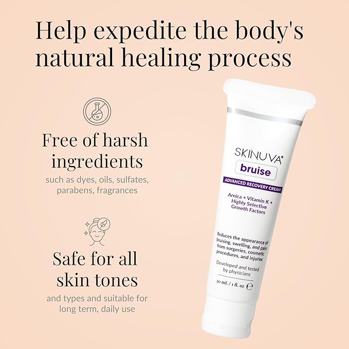 Skinuva® Bruise Recovery Duo: Bruise (14 Capsules) Bromelain Supplement + Advanced Recovery Cream (1 oz) Arnica &amp Vitamin K Topical Cream for Swelling &amp Irritation