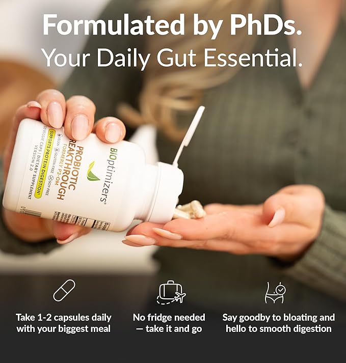 BIOptimizers MassZymes Digestive Enzymes - Probiotic Breakthrough Bundle – Gut Health &amp Bloating Relief – Prebiotic &amp Enzyme Support for Digestion Energy Health &amp Recovery – 180 Vegan Ca