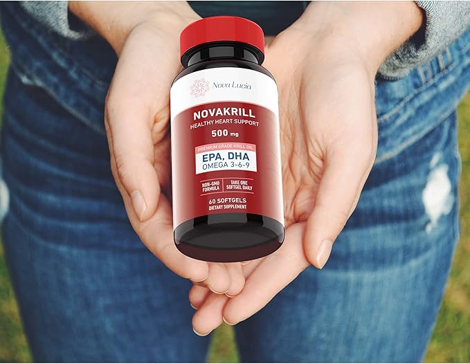 NovaKrill Krill Oil Omega 3 Supplement – 1000mg Softgels with EPA DHA Astaxanthin – No Fishy Aftertaste – Easy to Swallow Antarctic Krill Oil – 60 Liquid Capsules