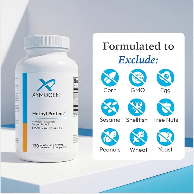 XYMOGEN Methyl Protect - 3400 mcg 5-MTHF (5-Methyltetrahydrofolate) - Cardiovascular &amp Neurological Support - Activated Vitamin B Supplement - Vegetarian &amp gluten-free - 120 Capsules